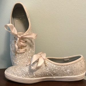 Kate Spade Keds Sparkly White Size 5.5